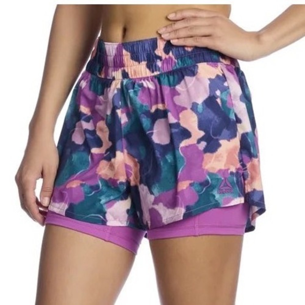 Reebok Printed Reflex Shorts XL Watercolor Camo Athletic Activewear Running